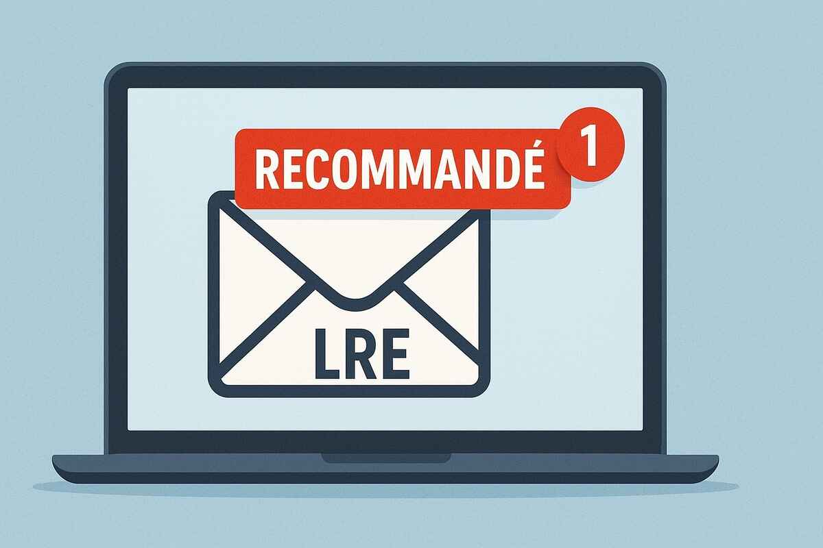 Image d'un écran d'ordinateur contenant une enveloppe et un message « recommandé ».