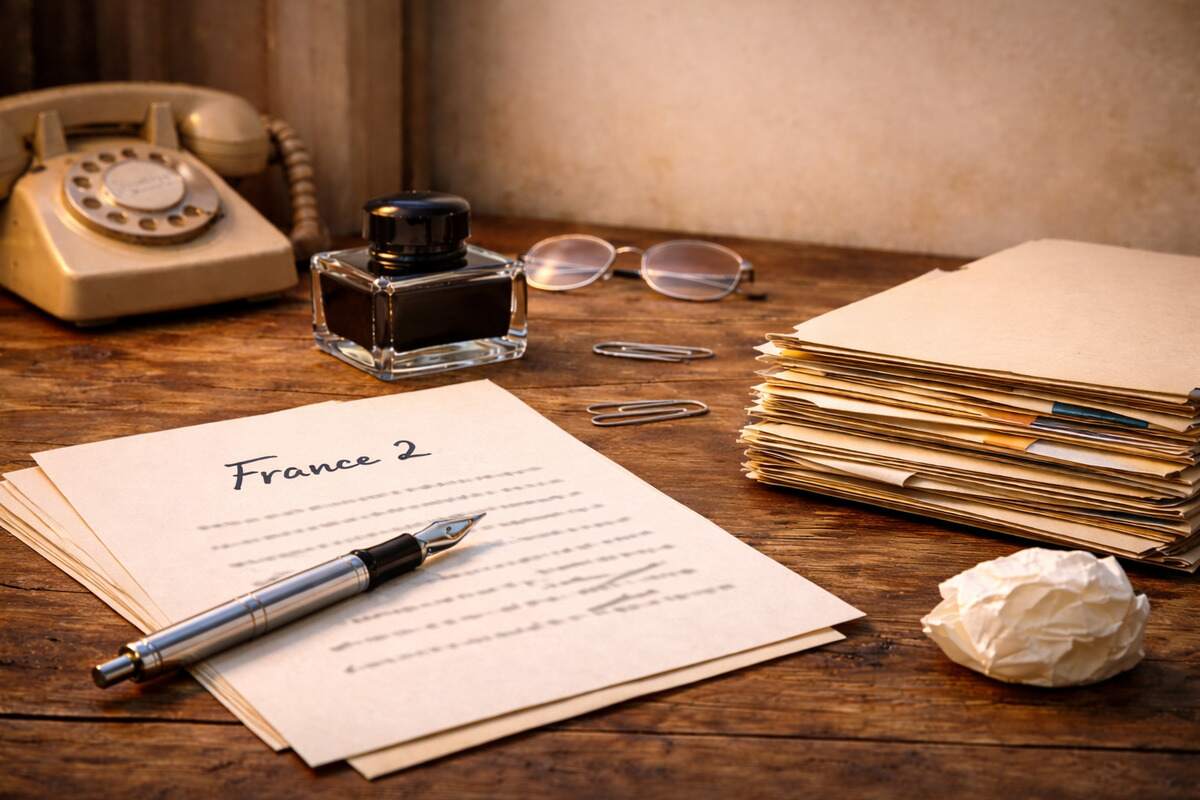 Image d'une lettre, enveloppe et stylo prêts à écrire à France 2.