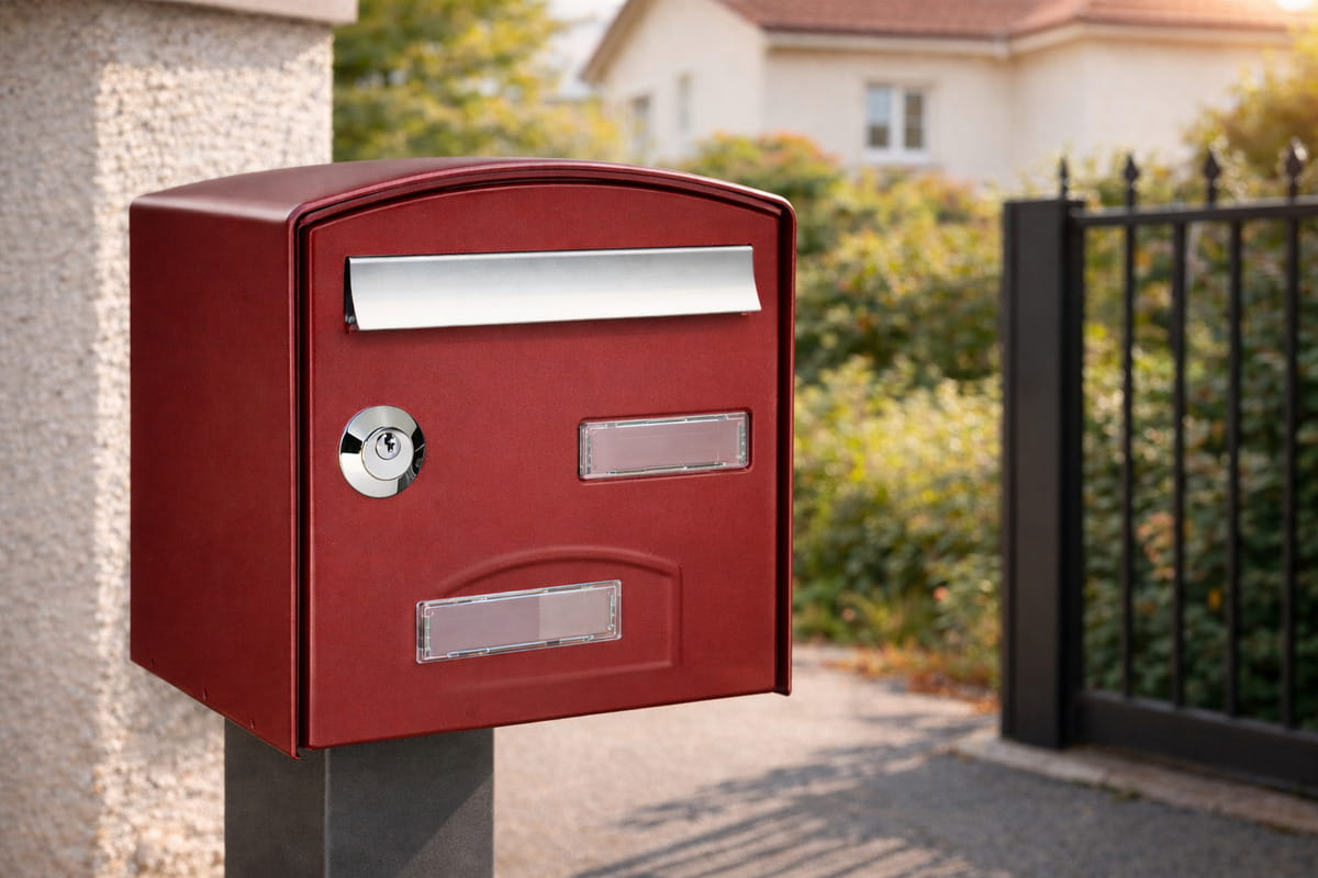 Image d'une boîte aux lettres normalisée rouge.