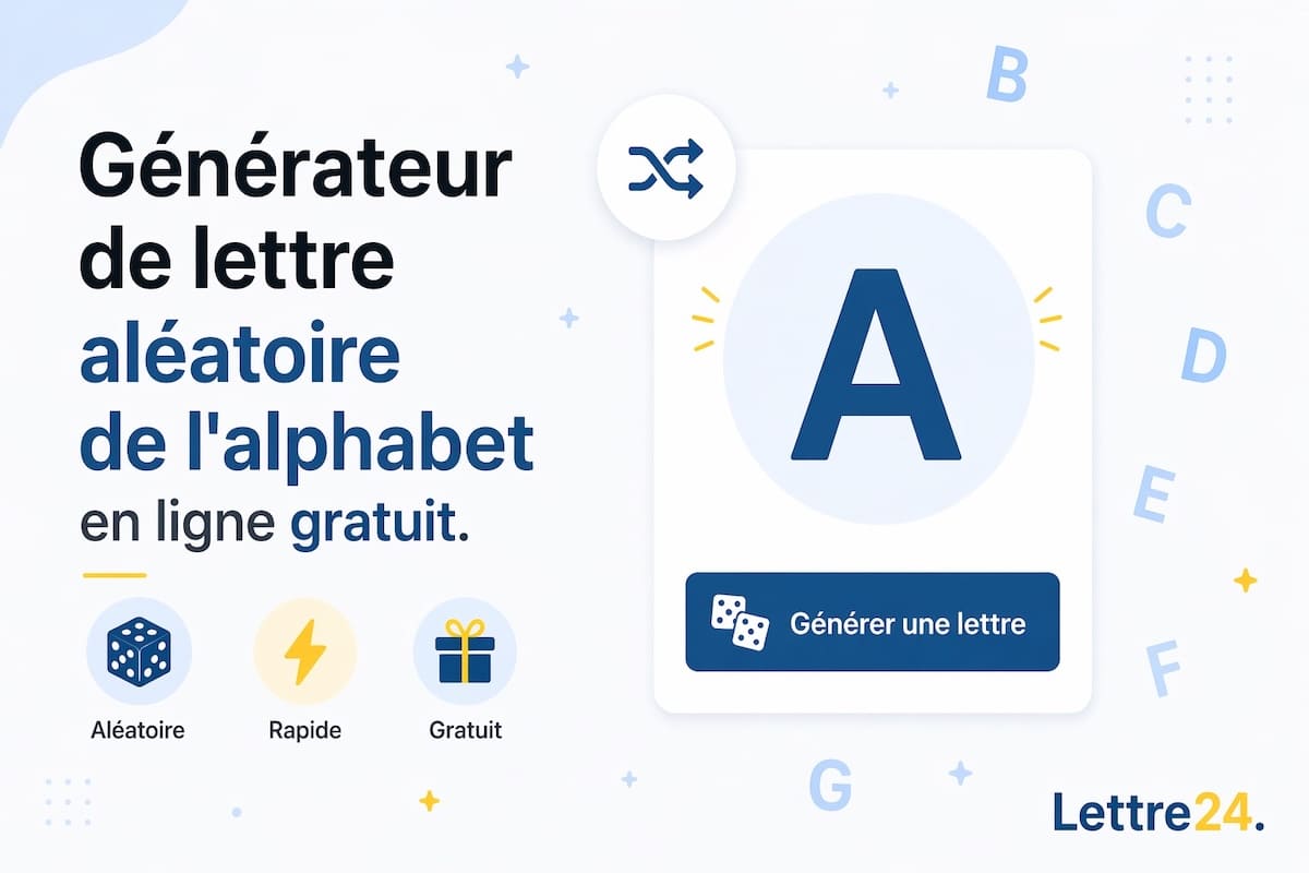 Générateur de lettre aléatoire de l'alphabet en ligne gratuit.