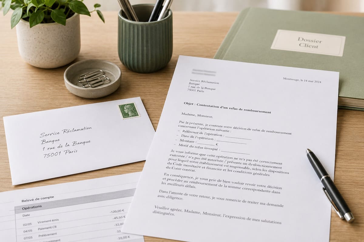 Lettre contestation refus remboursement banque modèle gratuit.